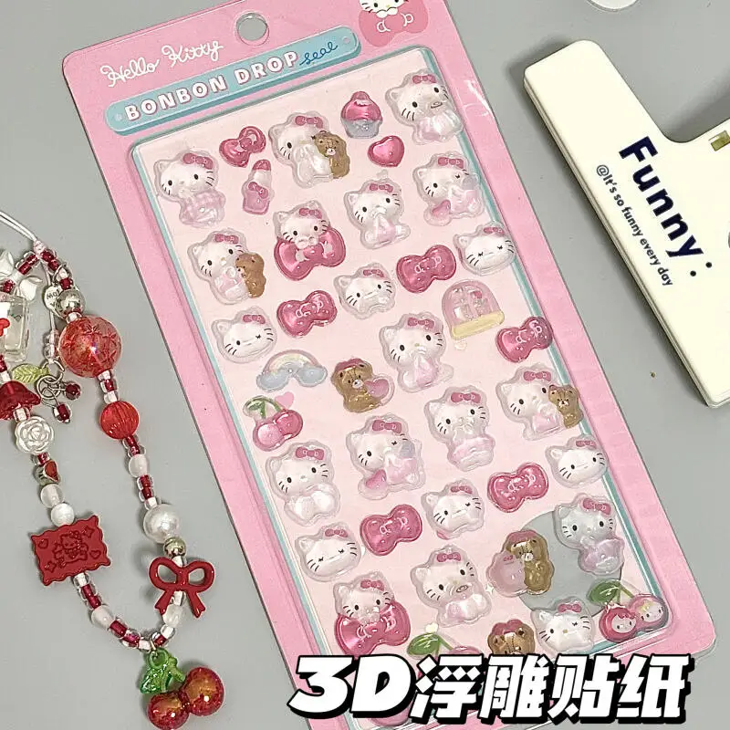 

Sanrio 3D Hello Kitty Hangyodon рельефные желейные наклейки дневник для девочек декоративные креативные настольные наклейки с приподнятыми кристаллами игрушки