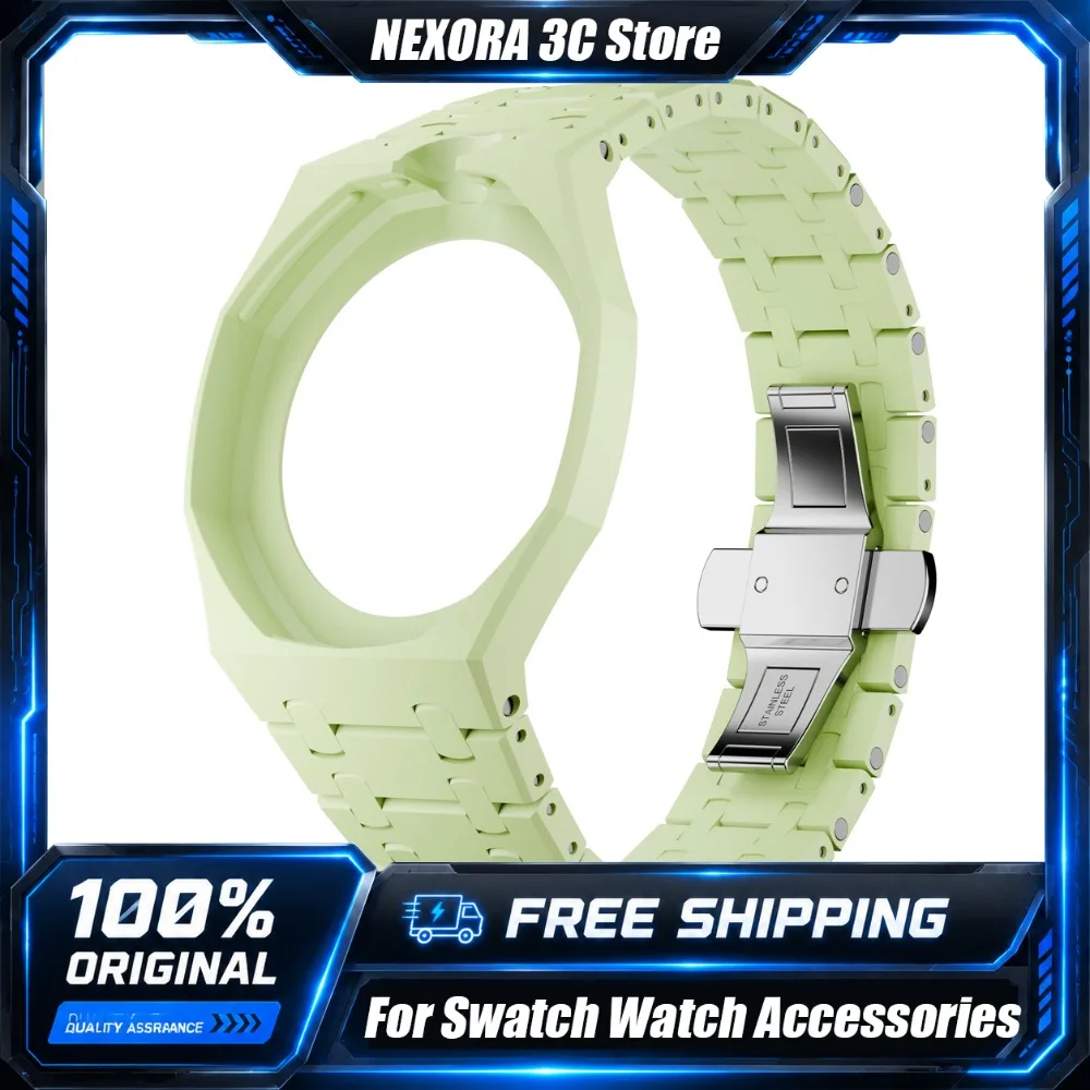 Royal POP Mod Case For Swatch Watch AP Royal Oak Style Integrated Metal Shell Custom Modification Watch Accessories