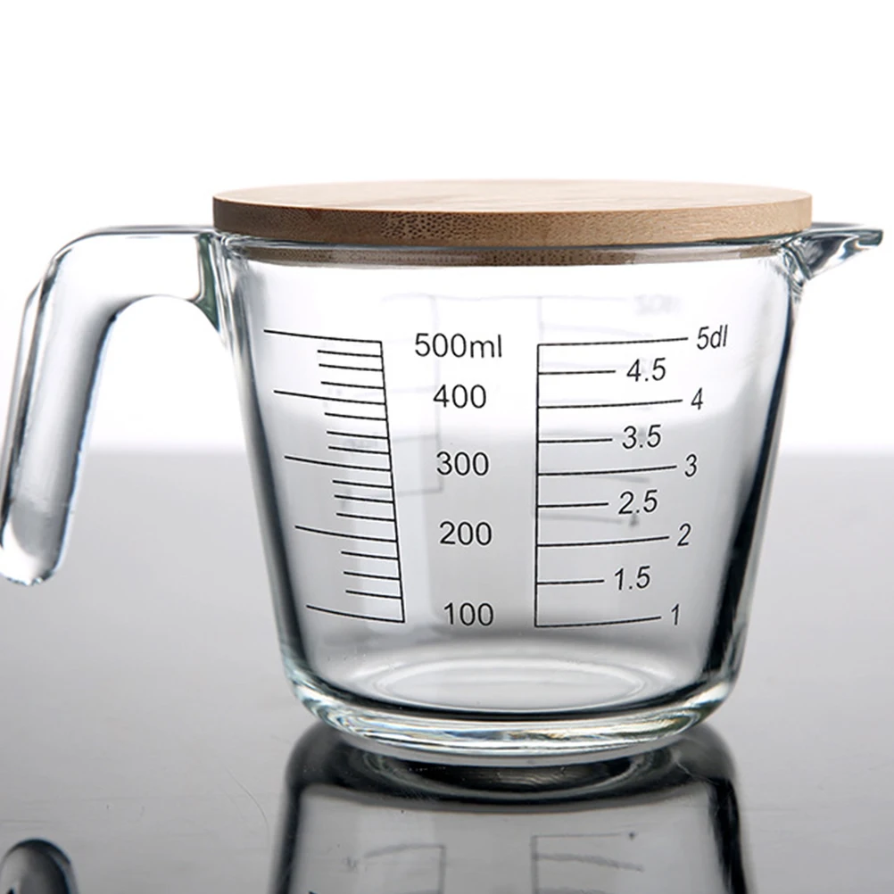 

1pc Heat Resistant Glass Measuring Cup With Scale Kitchen Baking Tool Liquid Storage Graduated Jug For Home Use