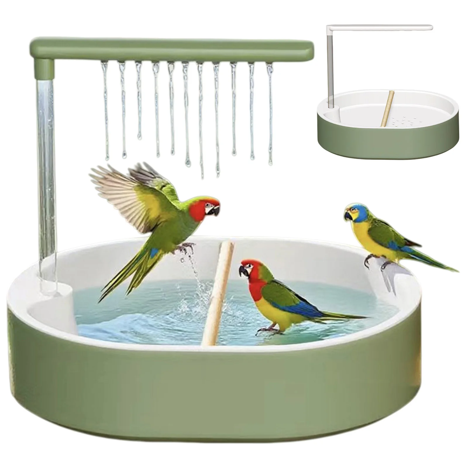 Automatic Parrot Bath Shower with Circulating Shower System Bird Bath Bowl for Parakeets Lovebirds Cockatiels & Macaws