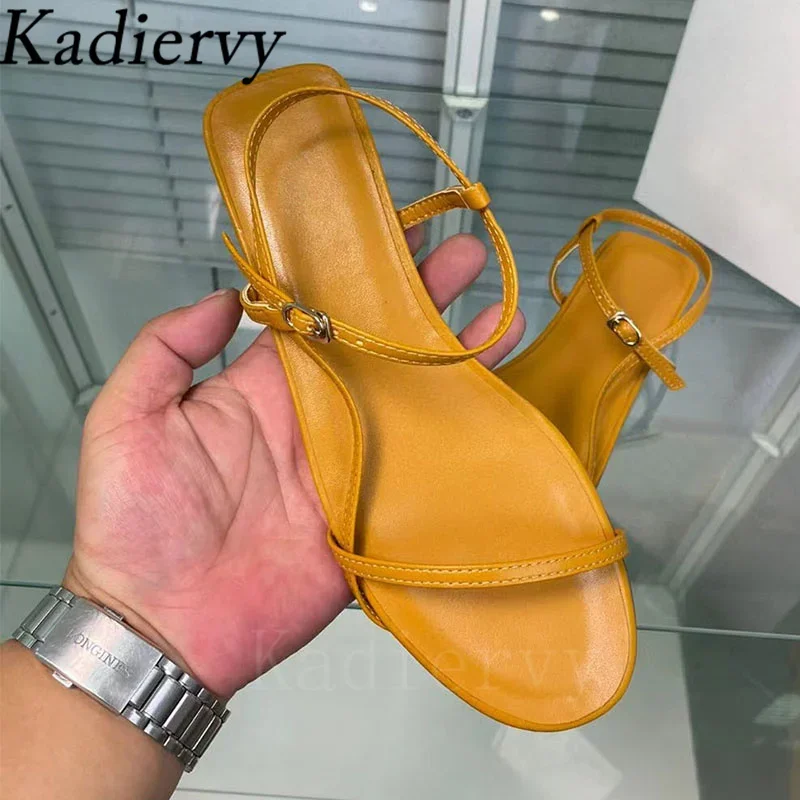 New Flat Sandals Women Genuine Leather Narrow Band Summer Shoes Woman Casual Holiday Sandals Woman Sandalias Mujer