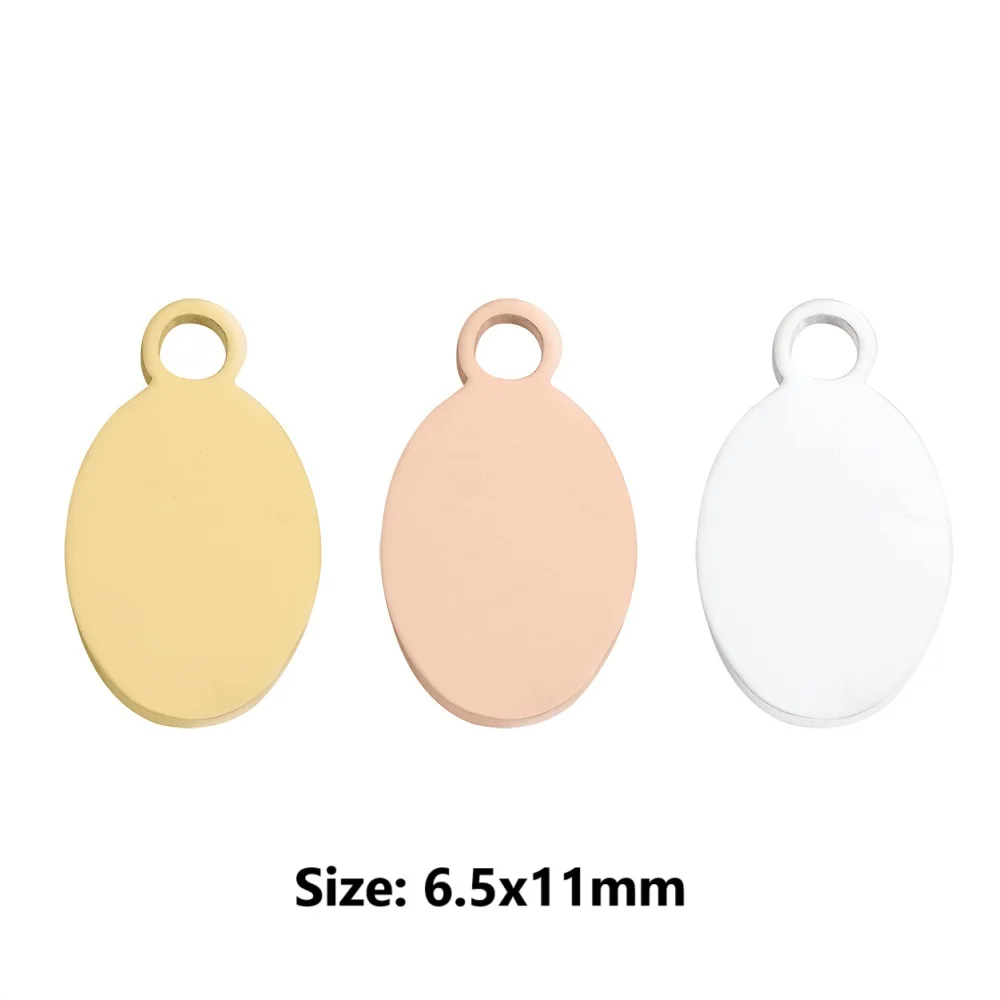MaiLun 50 Stück Etch gravierte Logo-Tags, individuelles Logo, Metall geprägte Logo-Charms, Edelstahl, ovale Tags, Schmuckherstellung, Zubehör – Detail 4