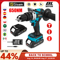 Gisam 650NM Brushless Electric Impact Drill 13MM Chuck Driver Cordless Electric Screwdriver Tool for Makita 18V Battery Pins