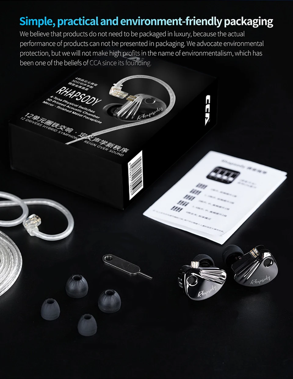 CCA Rhapsody HIFI-Kopfhörer 2DD + 4BA dynamischer Musik-Kopfhörer mit abnehmbarem Kabel, Rauschunterdrückung, kabelgebundene Kopfhörer – Detail 14