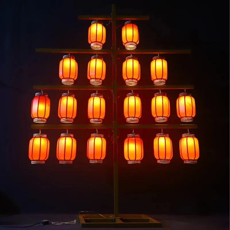 Han and Tang wedding props lantern rack Chinese wedding red lantern wrought iron screen road guide ornament arrangement