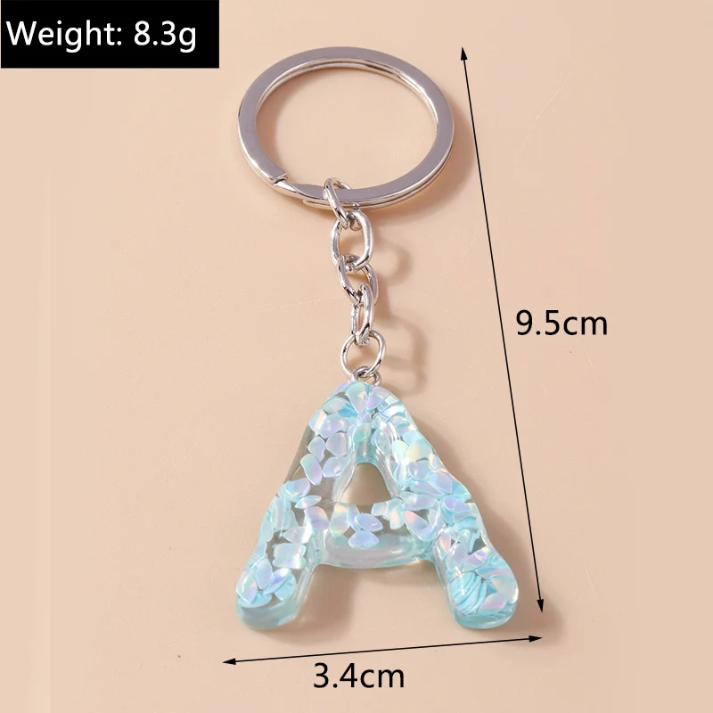 Bunter Acryl-Glitzer-Alphabet-Schlüsselanhänger mit 26 Initialen, A-Z-Buchstaben, Schlüsselanhänger, Anhänger für Frauen und Mädchen, Taschenanhänger, DIY-Schmuck, Geschenke – Detail 2