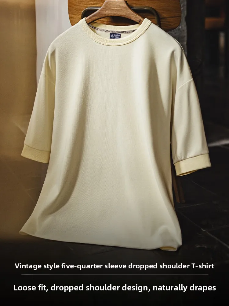 

Maden Casual Loose Fit ort Sve T-irt Draped oulder Korean Sle Cotton Youth Faion Spring Summer Basic round Ne