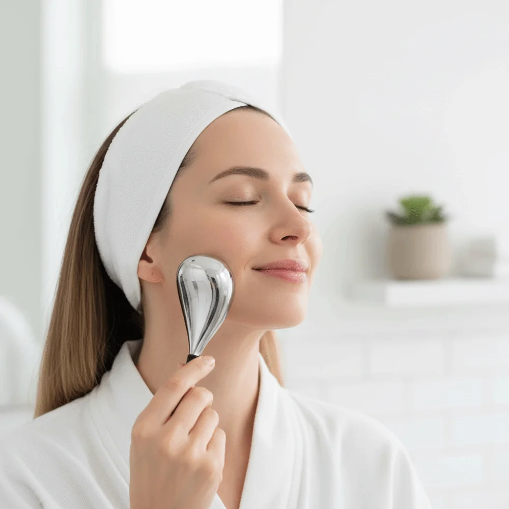 Stainless Steel Ice Globes for Face Hot Cold Compress De-Puffing Facial Ice Scoop Cooling Globes Shrinking Pores