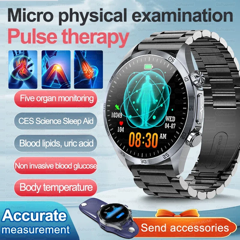 2025-new-pulse-therapy-smartwatch-men-medical-grade-blood-sugar-lipid-uric-acid-ecg-ppg-bluetooth-call-smart-watch-ces-sleep-aid