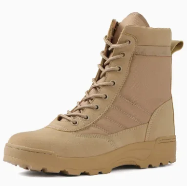 Men And Women Black High Top Tactical Combat Boots, Anti Kick Anti Collision Outdoor Mountaineering Footwear For Field Trekking