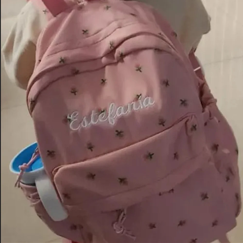 Personalized Floral Backpack for Girls Custom Embroidery Name Fresh Student Schoolbags Women's Travelling Shoulder Backpacks