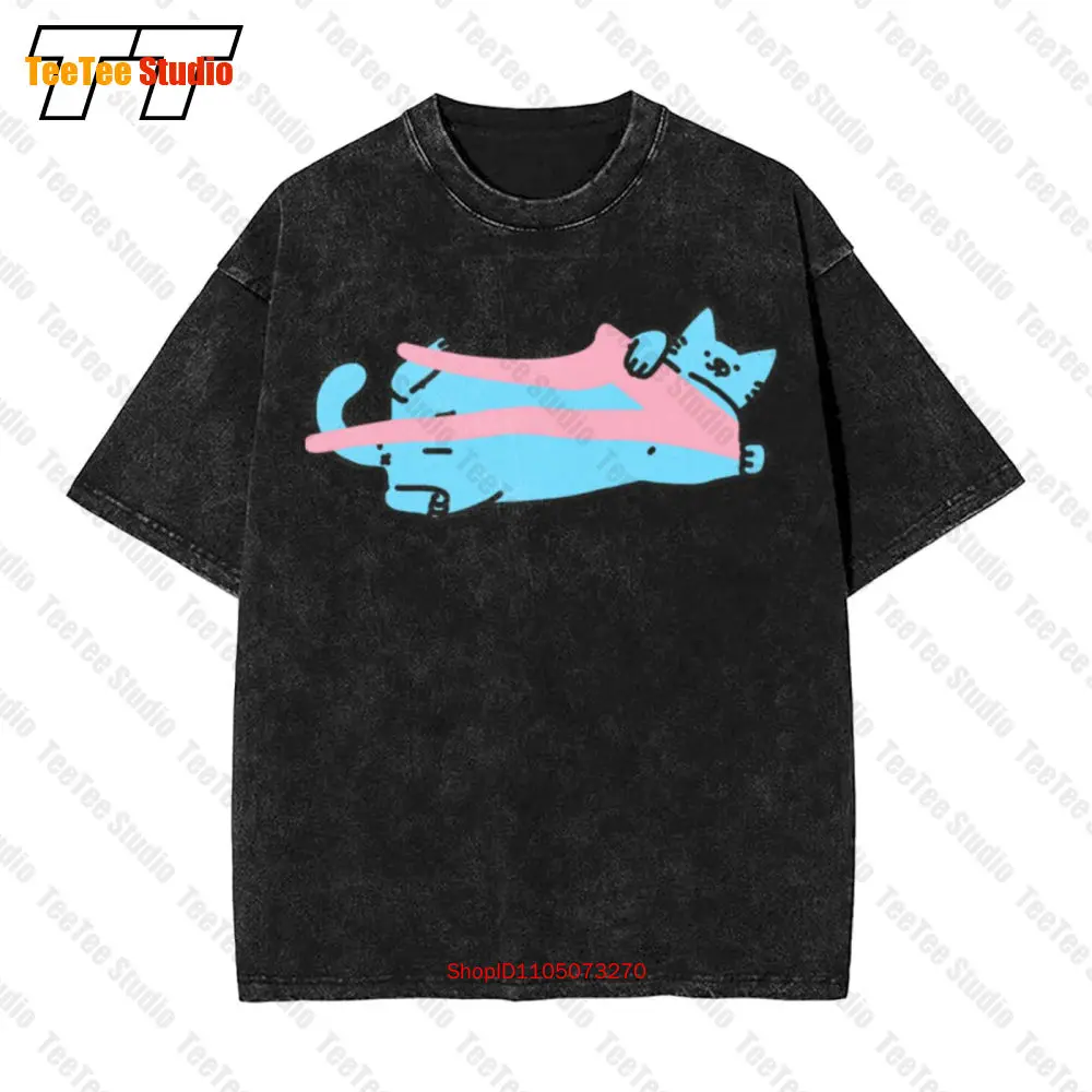 تي شيرت Lakai X Leon Karssen Lazy Cat Vintage كبير الحجم BZ4B #1