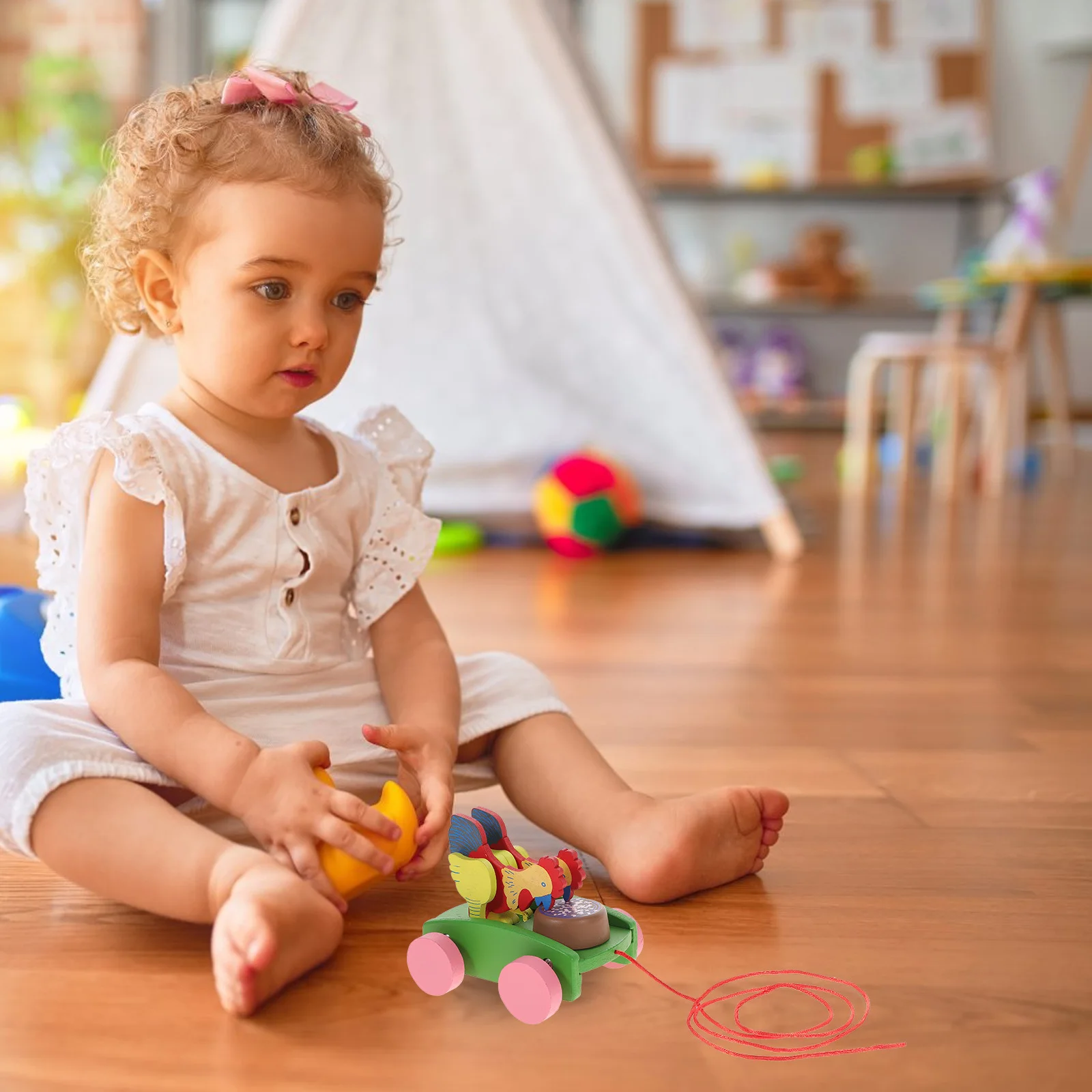 Kereta Hewan Cantik Mainan Tarik Tali untuk Bayi, Mainan Edukasi Dini untuk Balita, Latihan Keterampilan Kognitif