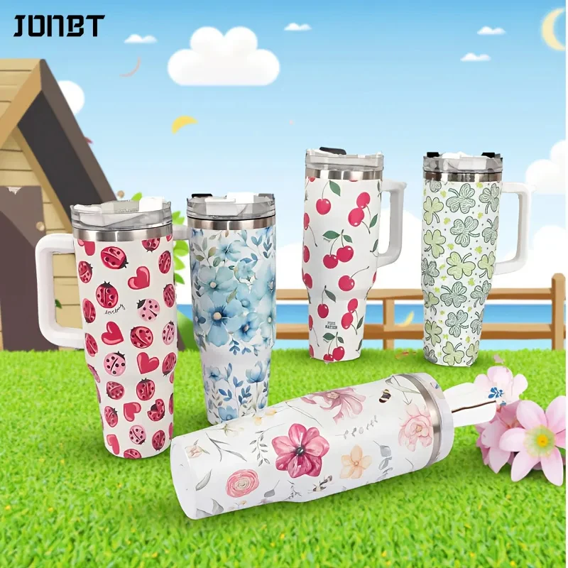 

40oz Large Capacity Thermos Bottle With Handle and Straw Stainless Steel Insulated Water Bottles Car Ice Coffee Mug Thermal Cup