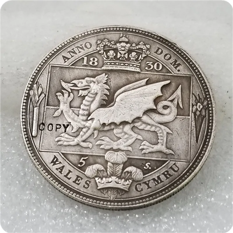 UK 1830 Wales Retro Pattern Proof Crown Silver William IV Coin  COPY