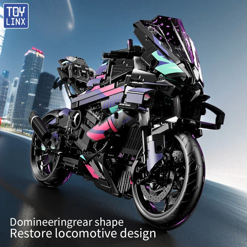 

Kbox 1920 шт. синий гоночный мотоцикл, модель строительного блока-коллекционная игрушка-строительный блок, подарок для мальчика, детские блоки из АБС-пластика