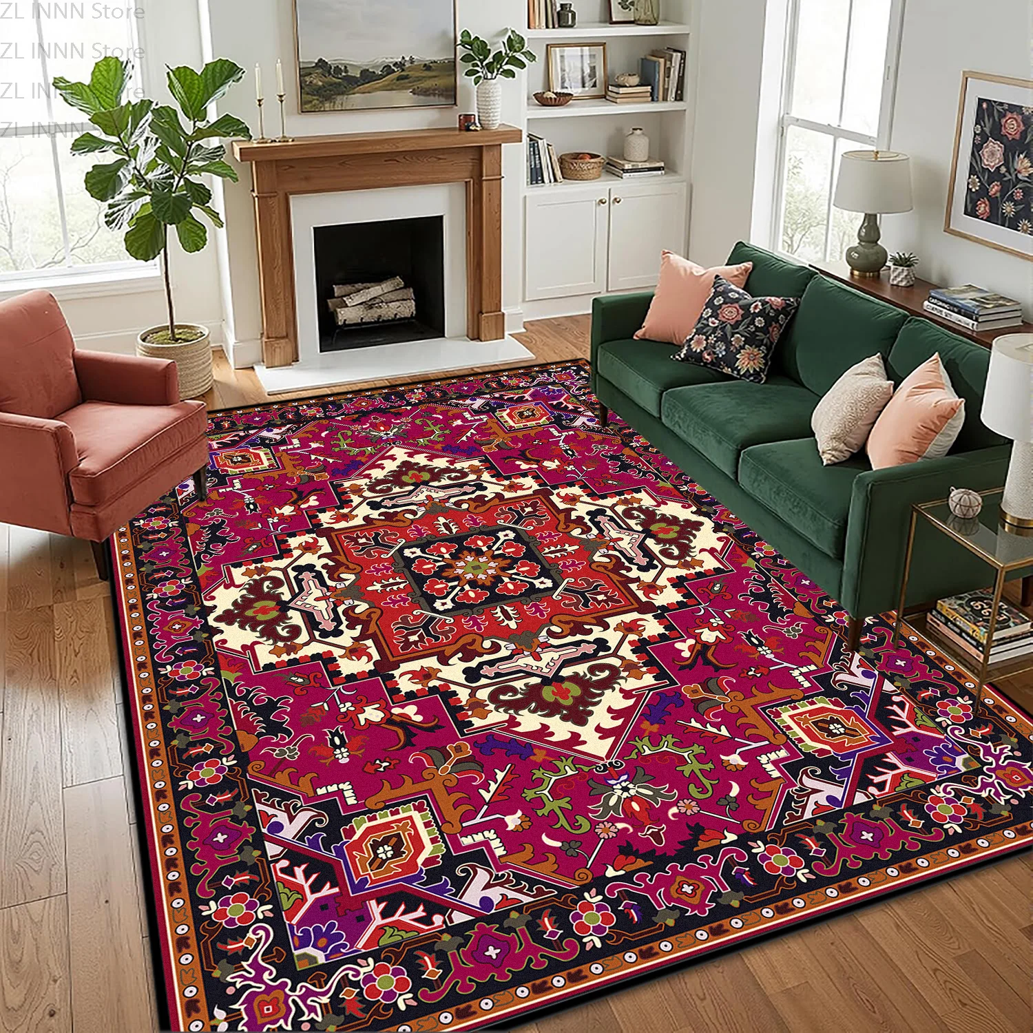 Persian Retro Large Carpet for Living Room European Luxury Soft Fluffy Decor Sofa Area Rugs Bedroom Ethnic Floor Mat Non-slip