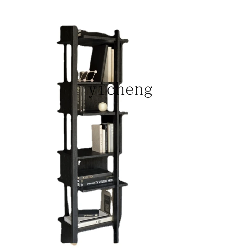 XL Corner Shelf Solid Wood Bookcase Black Middle Ancient Cabinet Wooden Shelf Partition