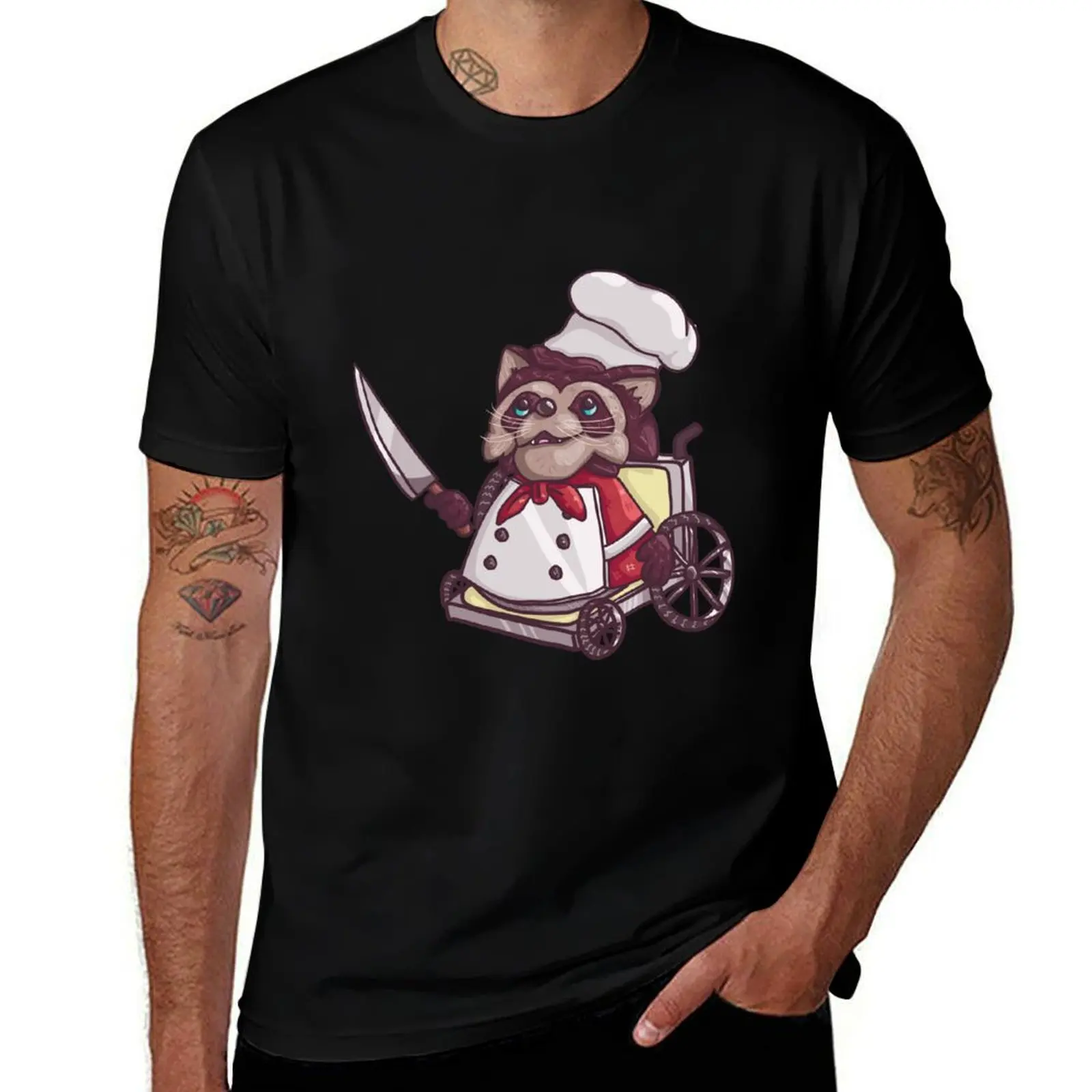 

Overcooked Wheelchair Raccoon Chef T-Shirt t shirts for man graphic funny man t shirt cotton high quality T-Shirt