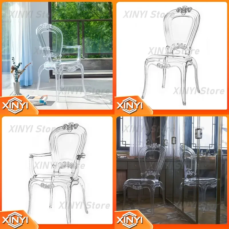 Nordic Transparent Acrylic PC Dining Chair for Cafe Hotel Wedding Home Office Living Room Kitchen Modern Minimalist Leisure