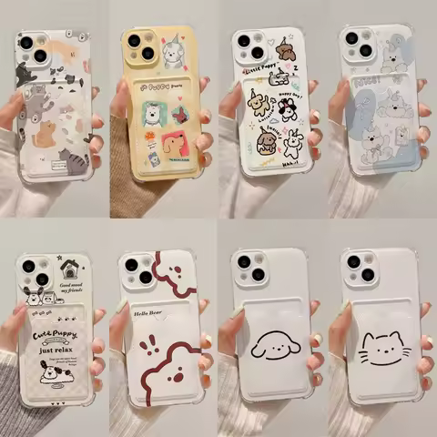 Cartoon Puppy Cute Dog Phone Case For OPPO Reno 12F 13F 13 8 7 6 Pro A18 A38 A58 A98 A78 A60 A3 A5 Pro A3X A54 A74 Card Cover