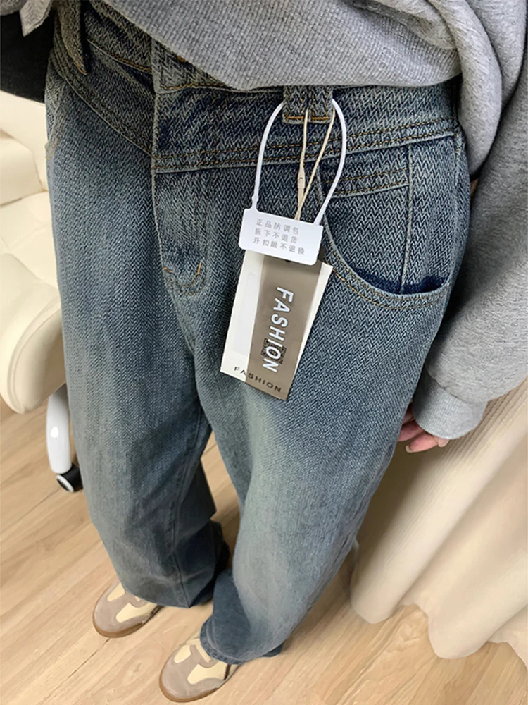 

Женские джинсы больших размеров свободного кроя со звездным принтом, с высокой талией, прямые, удобные, дышащие, повседневные брюки для осени