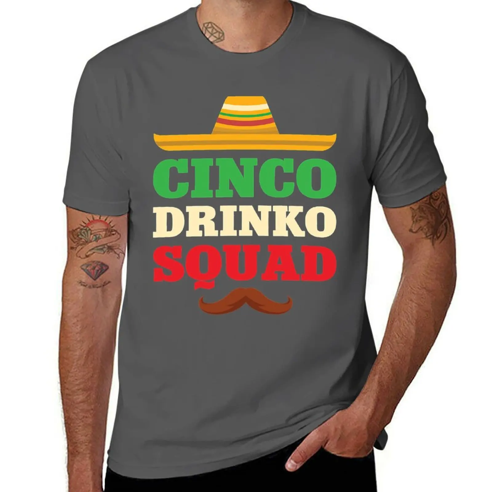 

Cinco Drinko Squad Drinking Fiesta Funny Cinco de (3) T-Shirt Daily Casual Short Sleeve Tee Shirt