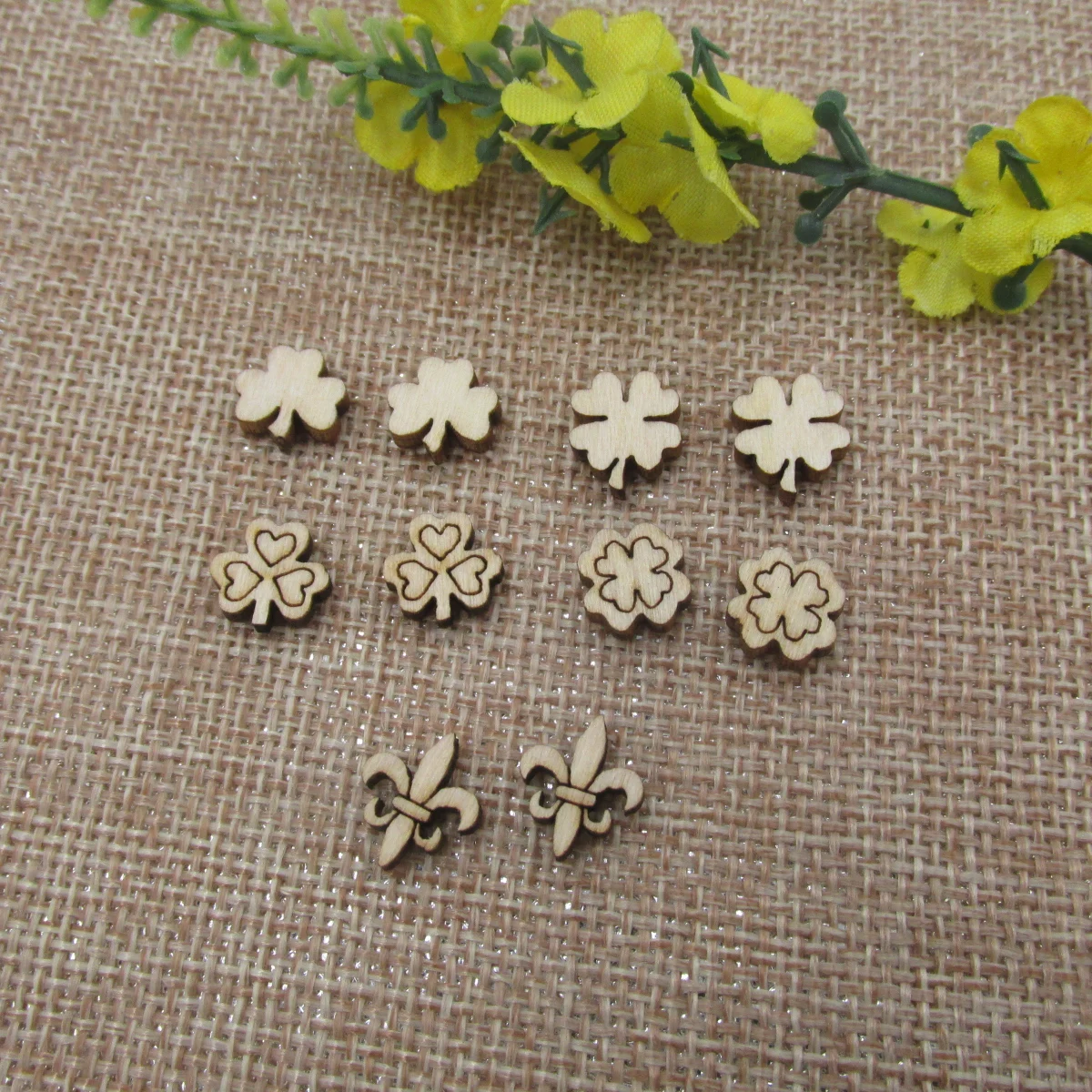 5 Pair Unfinished Blank Wooden 4 Leaf 3 Leaves Shamrock Fleur De Lis Cabochon Post Wood Earrings Stud St Patricks Day Gifts