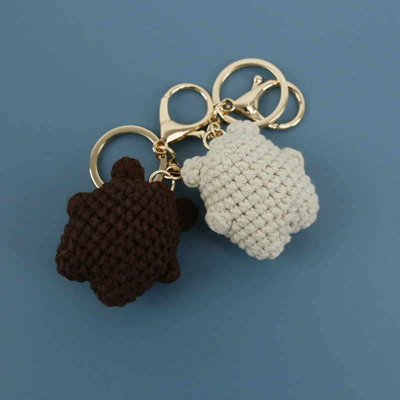 Bonito Pequeno Urso Casal Chaveiros, Boneca única de tricô Cartoon, Chaveiros Chaves Acessórios, Pingente De Saco Kawaii, Crochet Keychain