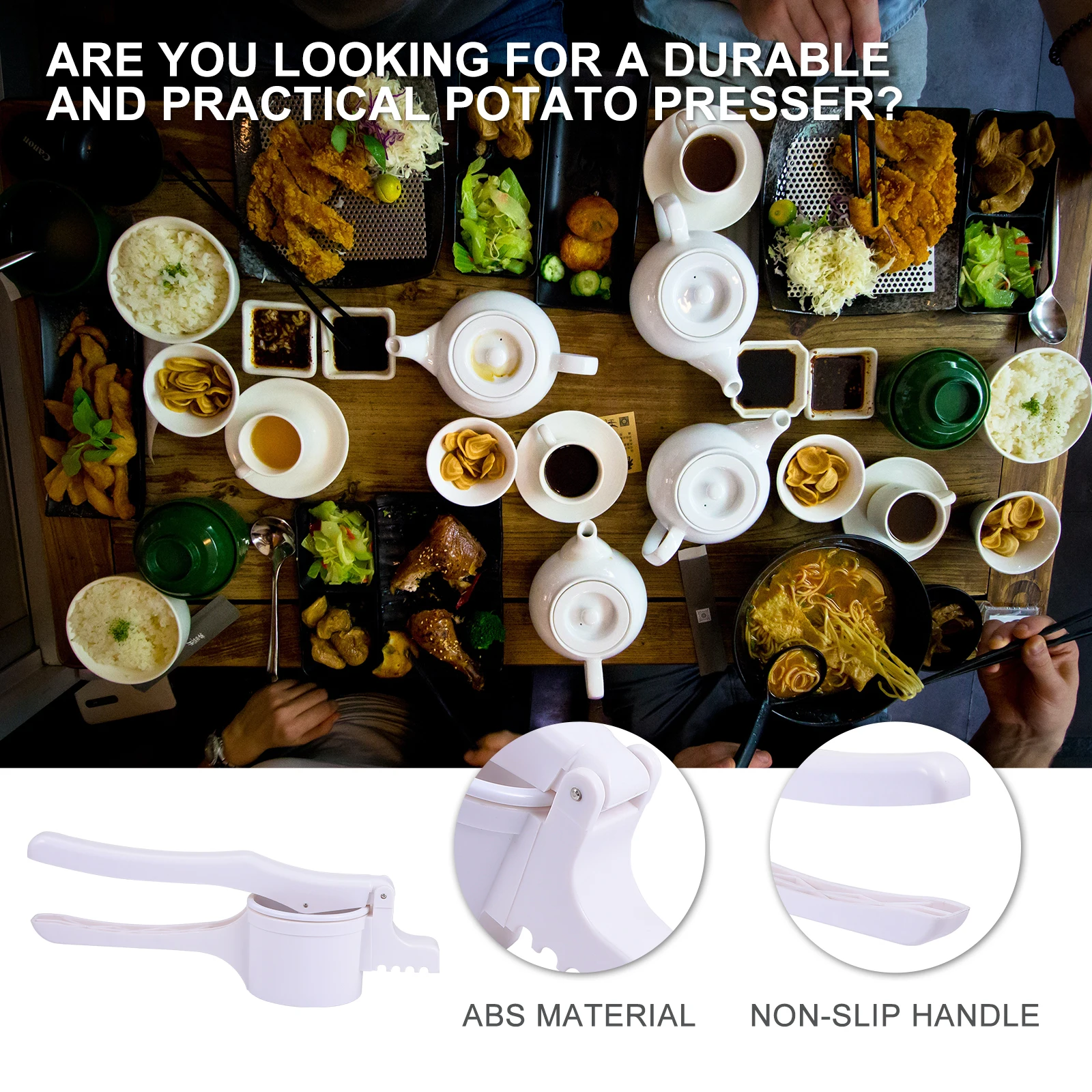 

1 Set Stainless Steel Abs Manual Potato Presser Masher Ricer Blender Kitchen Tool For Mashed Squash Sweet Potatoes Home Use Easy