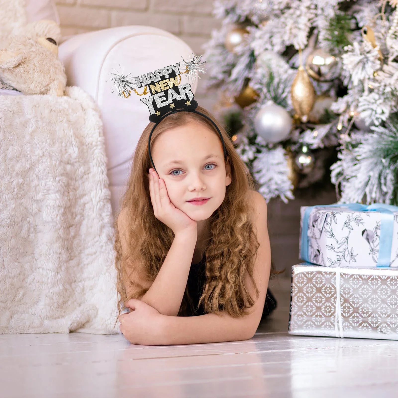 

New Year Eve Party Headband Glitter Happy New Year Hairband for Women Festival Celebration Accessories Holiday Party Supplies