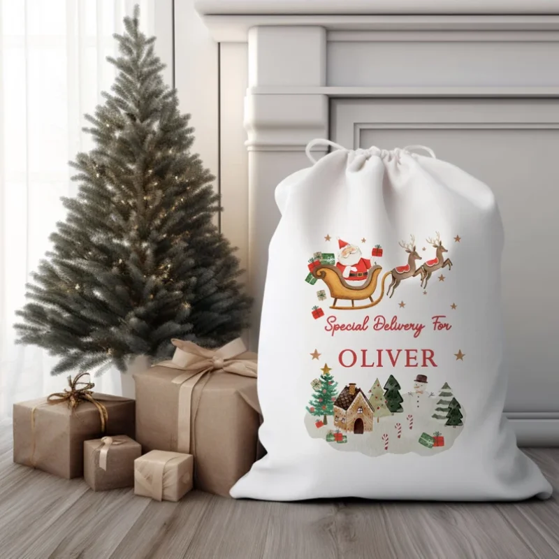 Sacco di babbo natale personalizzato nome personalizzato sacco di natale Eve Box Baby First Christmas Christmas Gift Bag Kids Toy Sack Gift