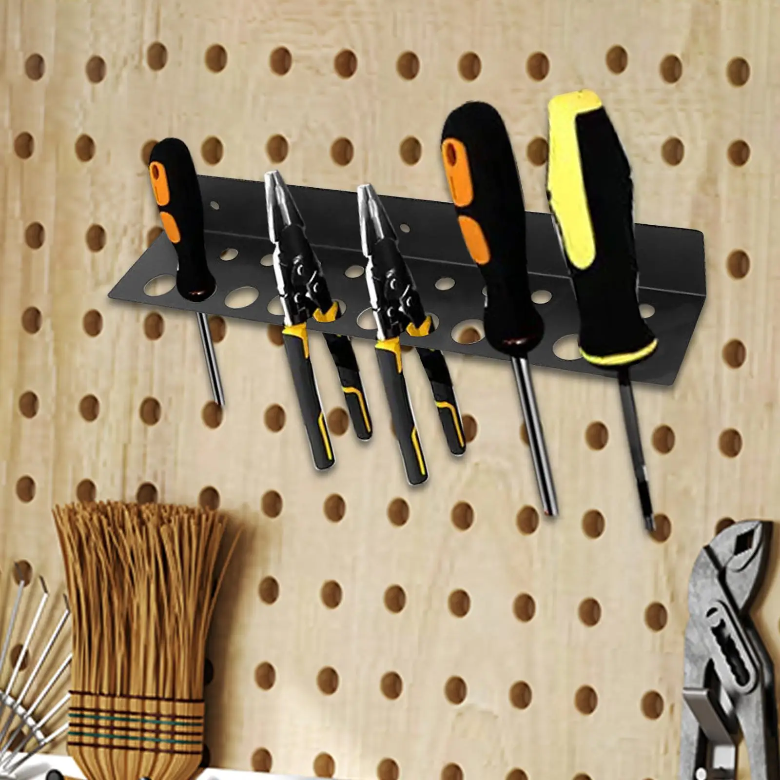 Estante de almacenamiento de destornilladores, organizador de herramientas de jardín, soporte de herramientas de mano versátil fuerte, estante de herramientas de reparación para tienda, cobertizo y hogar