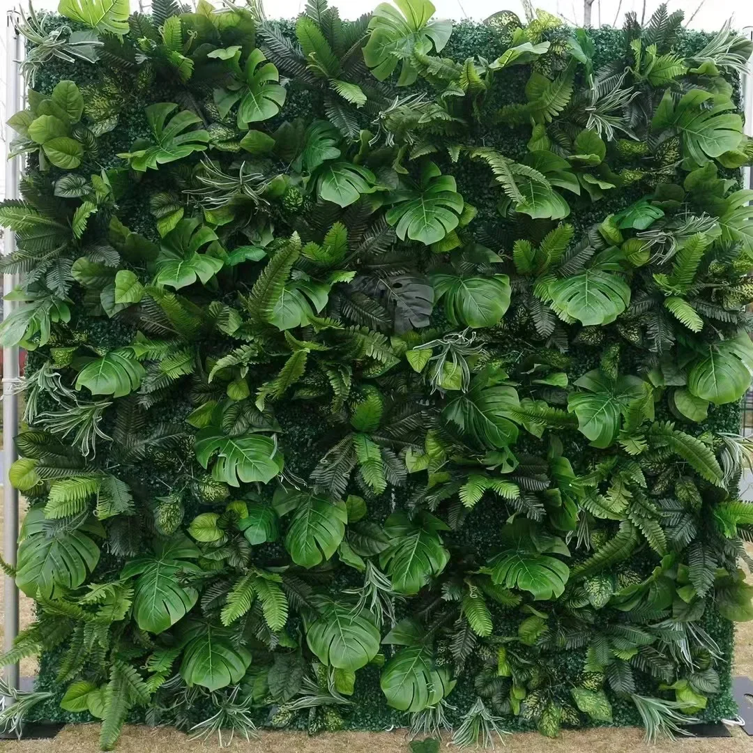 

5D Green Leaves Wall Decoration Background Rolling Up Cloth Artificial Plant Flower Wall for Party Supplies Home Shop Backdrop