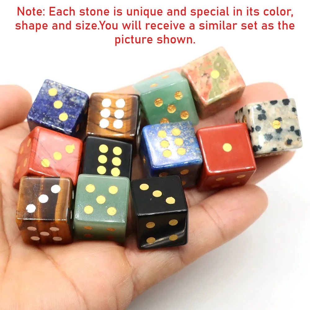16mm Six Sided Digital Gems Dice Natural Stone Healing Crystal Lapis Quartz D6 Dices for Table Board Games Entertainment Gifts