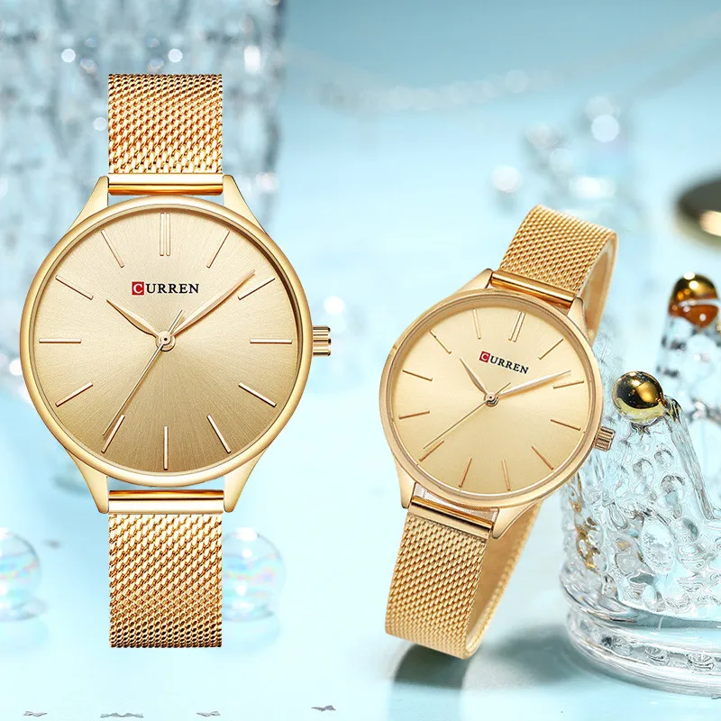 CURREN 9024 Women Fashion Quartz Watch Milanese Loop Ladie Girl Wrist Watch Stainless Steel Bracelet Classic Casual Female Clock