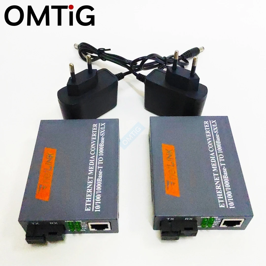 1-5pair HTB-GS-03 Single Mode Single Fiber SC Port 20km  A/B Gigabit Optical Media Converter 1000Mbps External Power Supply