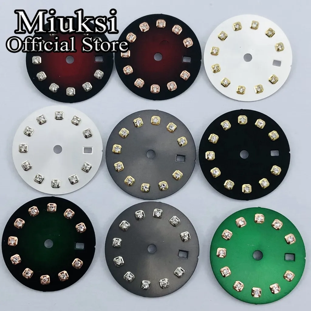 Miuksi 26mm silver gold watch case sapphire glass silver black green dial fit NH05 NH06 movement