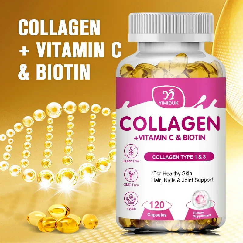 Biotin Vitamine mit Kollagenkapsel, aufhellende Hautpflege, Anti-Aging-Vitamine C, Haarwachstumsergänzung