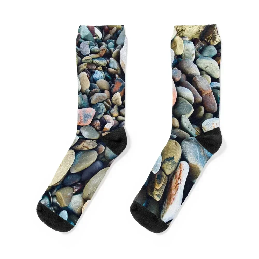 

Colorful beach pebbles stones Socks anti slip football anti-slip hip hop short Socks Woman Men's