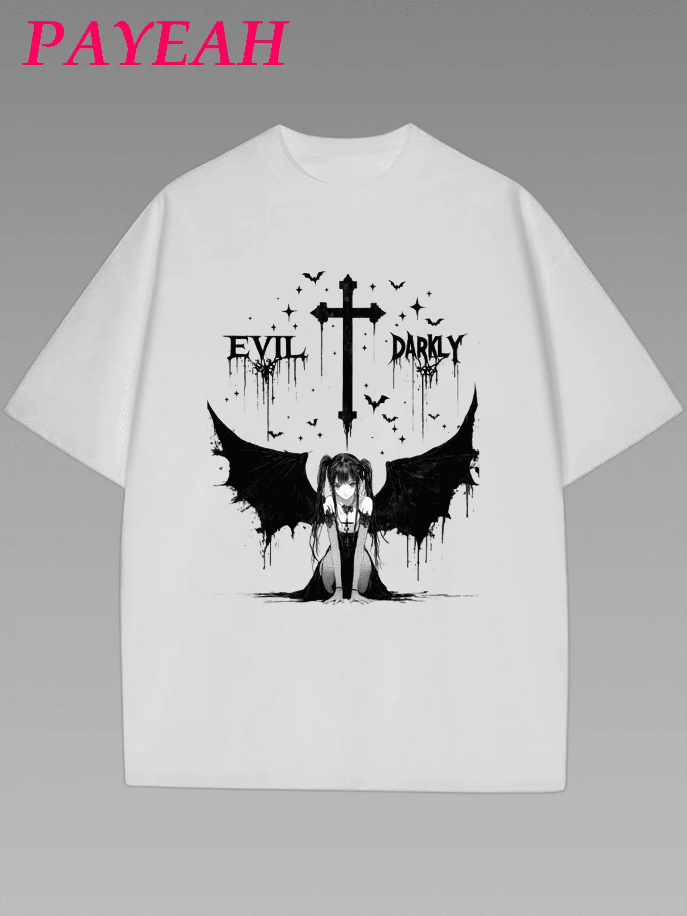 

Payeah Anime Summer Letter And Cartoon Printed Round Neck Casual Short Sleeve T-Shirt 1 Pcs 220g Heavy Cotton T Shirt