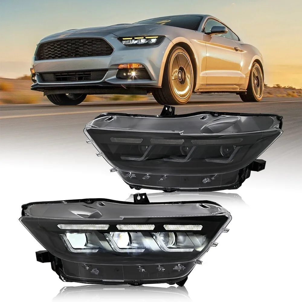 

Светодиодные фары в сборе для Ford Mustang GT 2015 2016 2017, светодиодные DRL последовательные передние лампы L + R