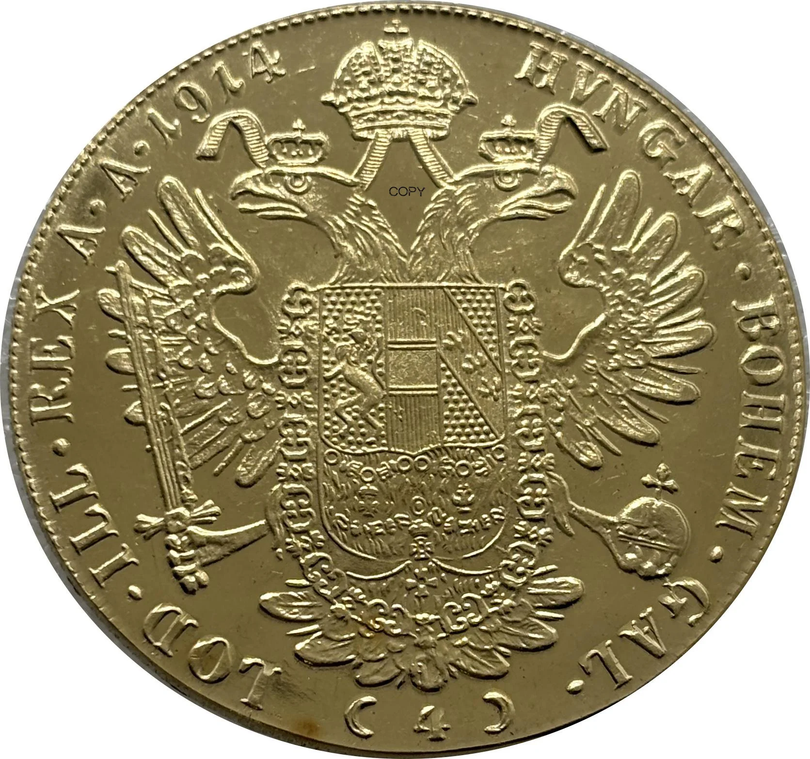 Austrian Empire 1914 4 Ducats Francis Joseph I Austria Gold Brass Metal Copy Commemorative Coin Ww2 Moneda Collectible Coins