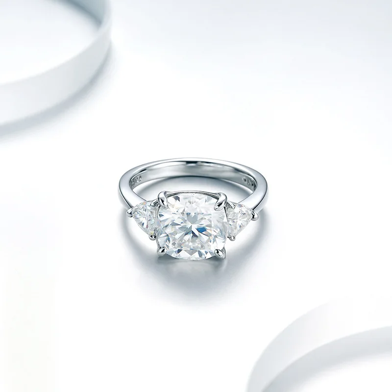 

Apaison Luxury Exquisite 10x10mm 5 Carat Moissanite Women Ring - 925 Sterling Silver Wedding Engagement Anniversary Jewelry Gift