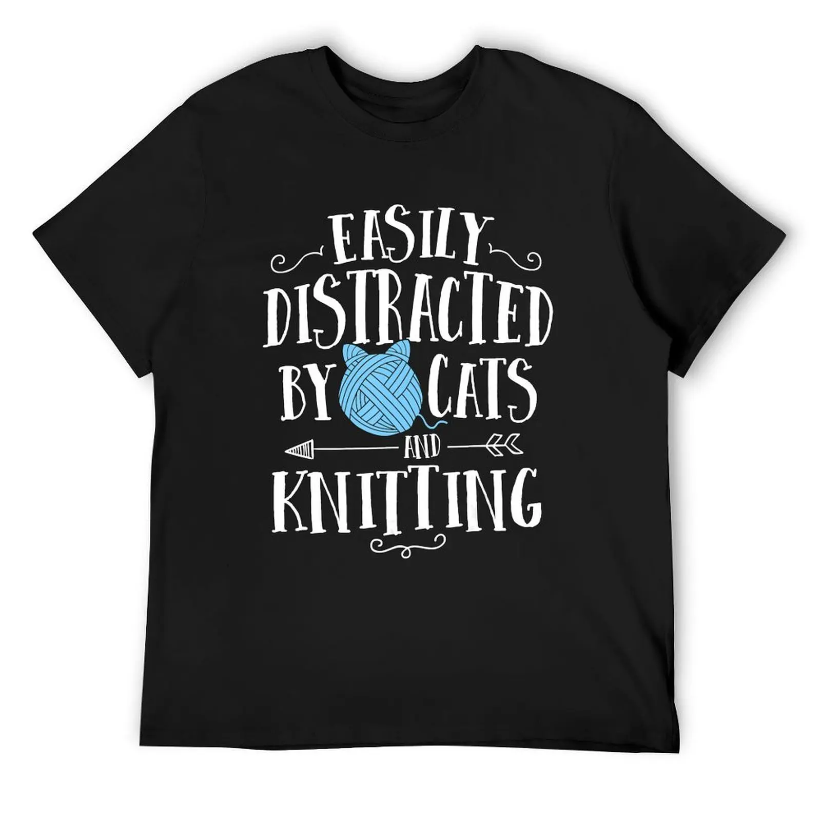 Easy Distracted By Cats And Knitting T-Shirt basketball graphic tees blacks tops shirts men graphic