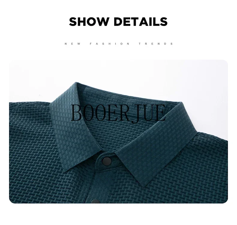 Atmungsaktives Business-Mode-T-Shirt für Herren, Markenkleidung, Sommer 2026 Neu, Herren-Lop-up-Hohlkragen-Kurzarm-Polo-T-Shirt aus Eisseide – Detail 38