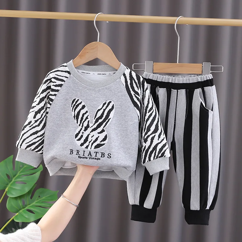 

Baby Girl Clothes 6 to 9 Months Cartoon Rabbits Pullover Long Sleeve T-shirts Tops and Sweatpants Korean Kids Boys Tracksuits