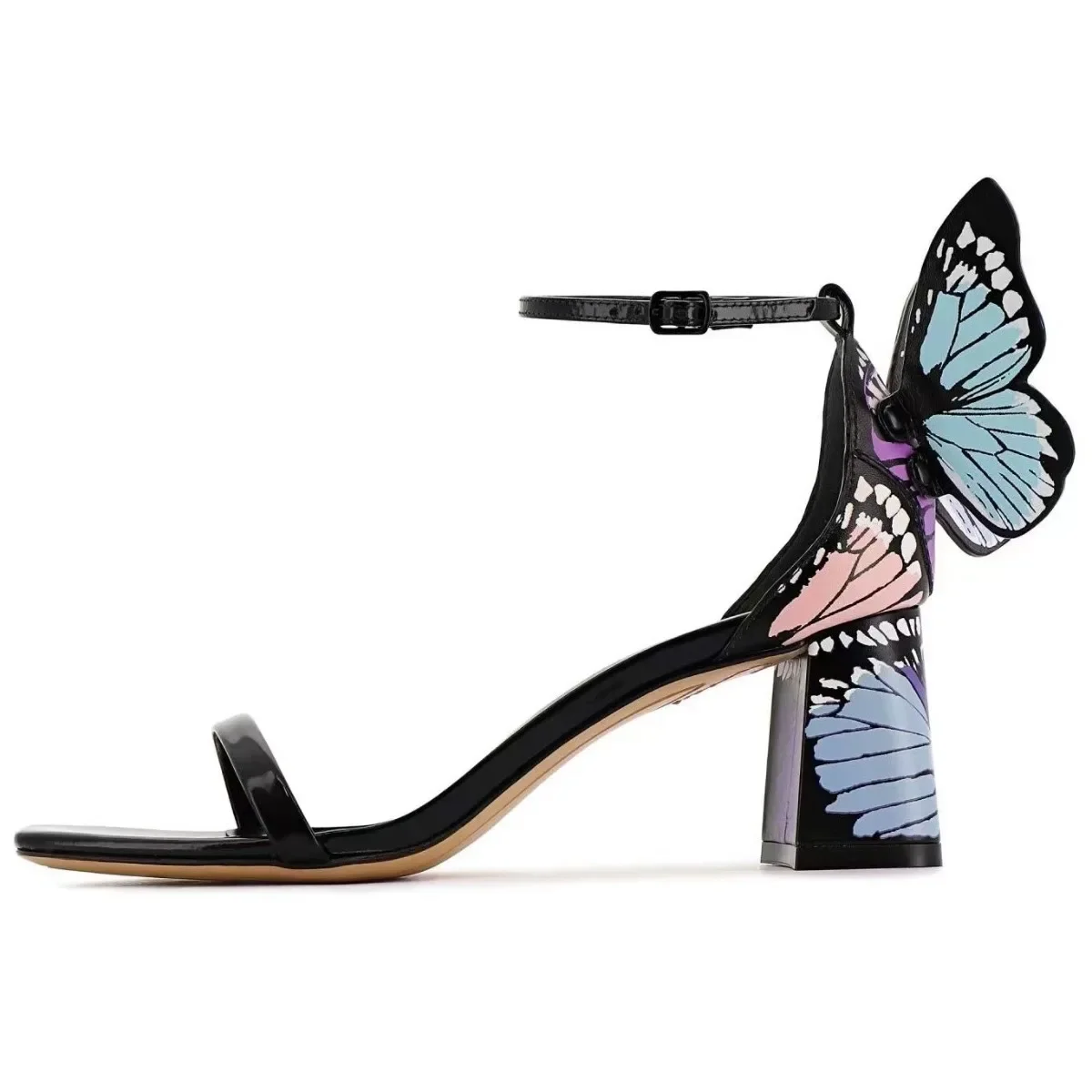 

Thick Heel Open-Toe Butterfly Cross-Buckle Sandals Colorful Performance Catwalk Women Shoes Large Size Custom High Heels