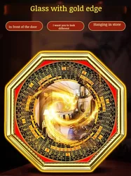 Household essentials Bagua Mirror Chinese Traditional Feng Shui hanging mirror Taoist Talisman crafts Dent Convex surface Decor
