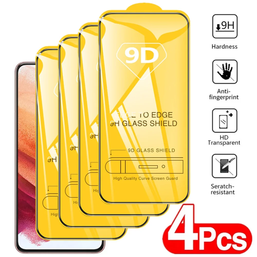 4Pcs กระจกนิรภัยสำหรับ Samsung Galaxy A51 A52 A71 A72 A22 A32 A21S A50ป้องกันหน้าจอสำหรับ Samsung S21 s22 Plus S20 FE A53